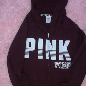 Women’s Maroon PINK Brand Zip Up Hoodie